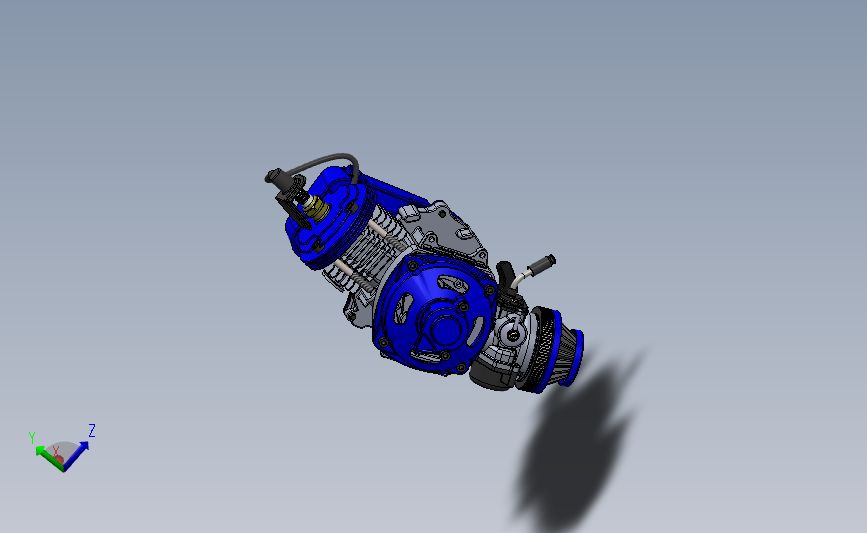 49cc二冲程发动机3D模型图纸 Solidworks设计