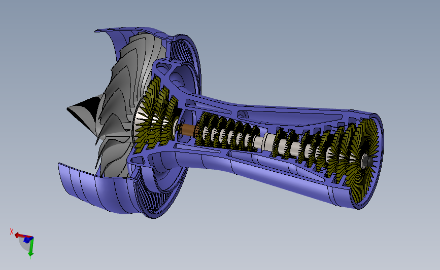 Gas Turbine Engine燃气轮机发动机概念模型3D图纸 Solidworks