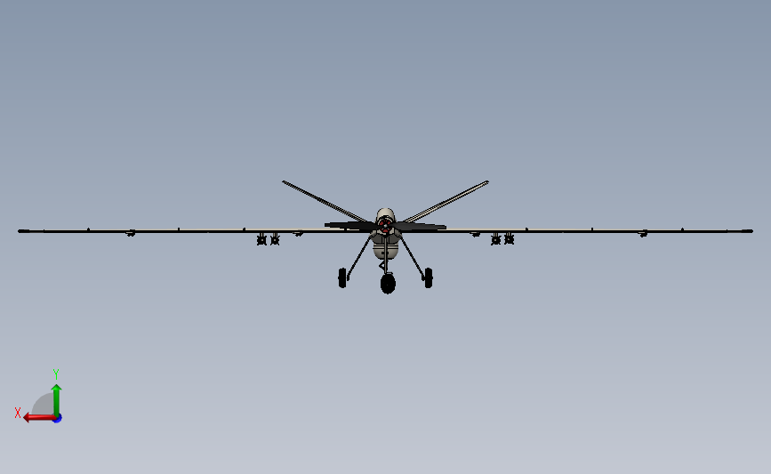 MQ-9无人机模型3D图纸 背面视图