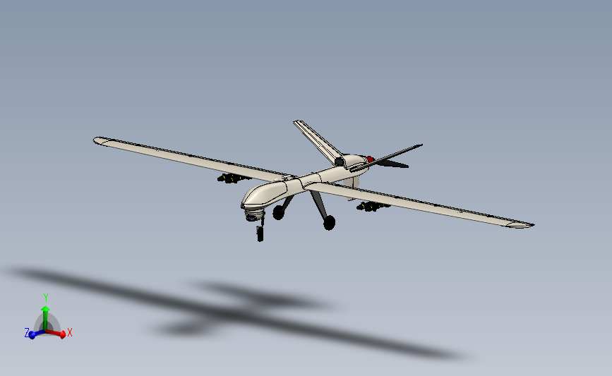 MQ-9无人机模型3D图纸 主视图