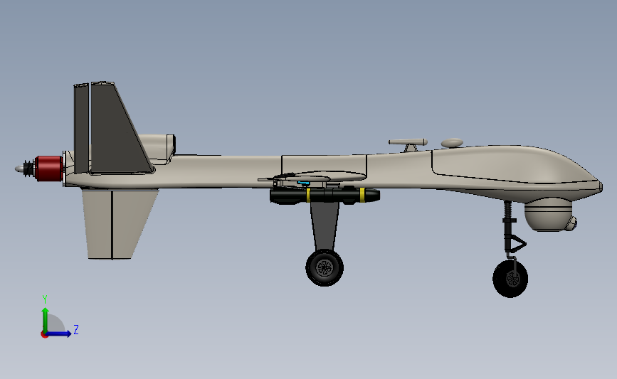 MQ-9无人机模型3D图纸 左侧视图