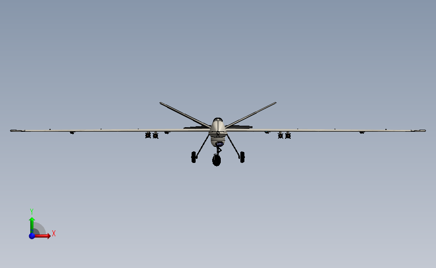 MQ-9无人机模型3D图纸 正面视图