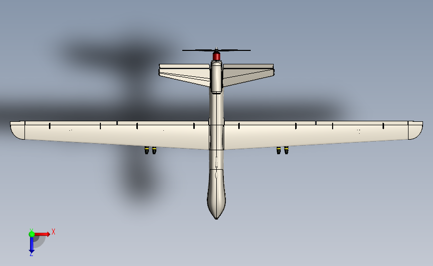 MQ-9无人机模型3D图纸 俯视图