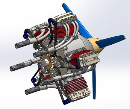 小型飞机发动机3D模型图纸 SolidWorks设计