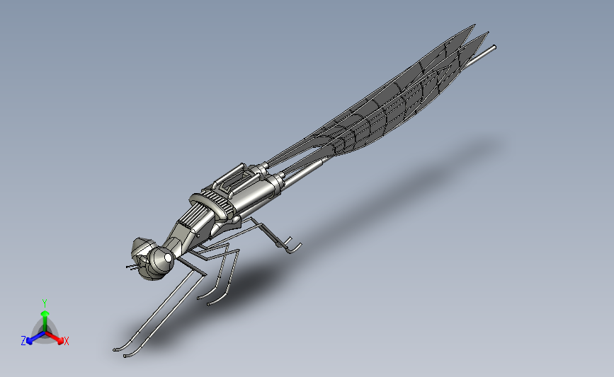 蜻蜓型间谍无人机模型3D图纸 CREO设计