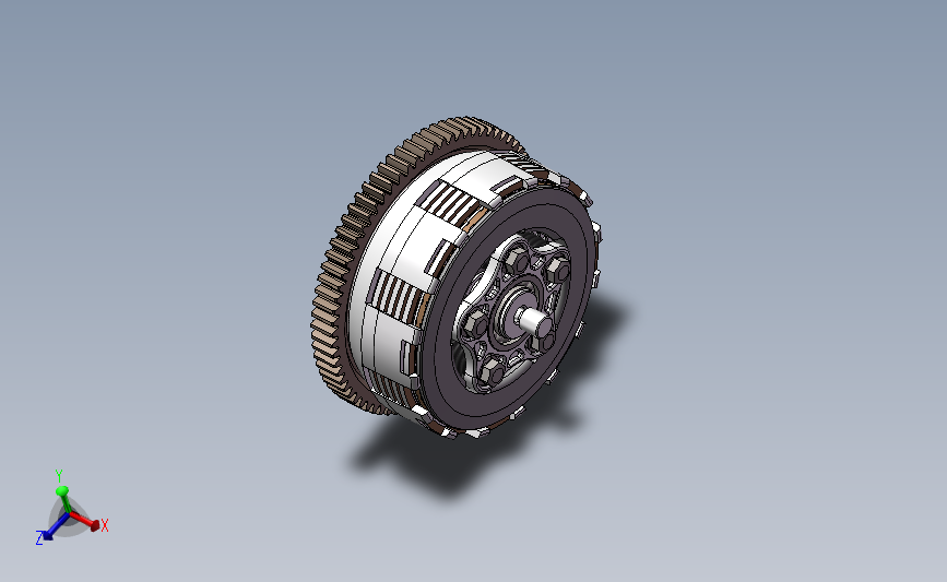 摩托车离合器(五柱六片加宽磨擦片弹簧减震)3D数模 solidworks