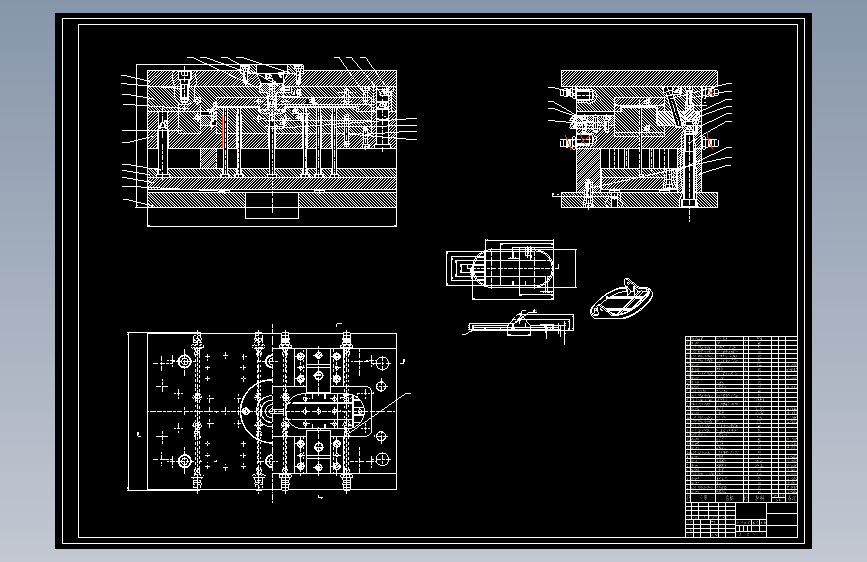 手机充电器底壳注塑模具cad图纸