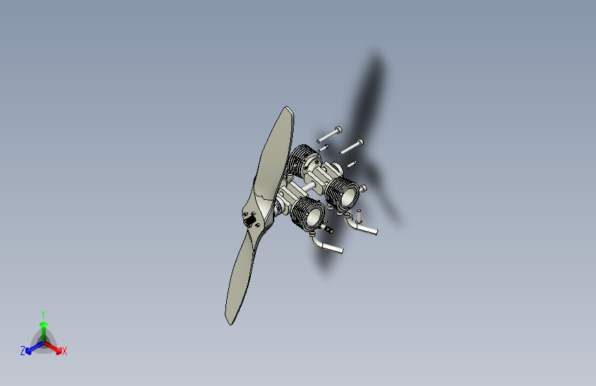 4缸对置气缸发动机模型3D图纸