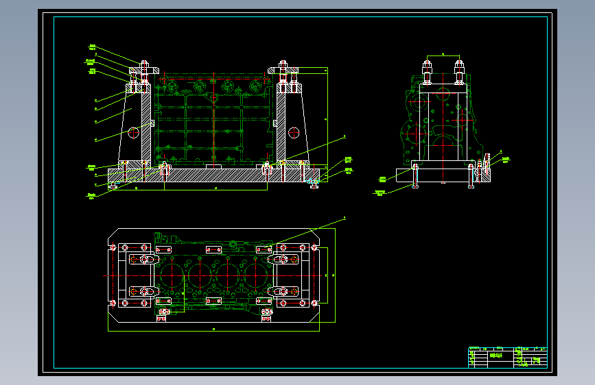 发动机缸体两侧面加工工装（粗镗缸孔夹具）420824==wb10