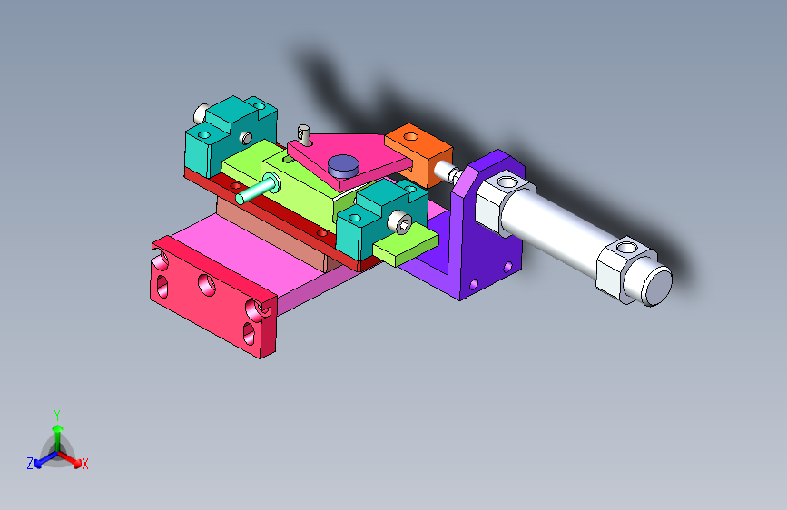 一种气缸拔料机构3D图