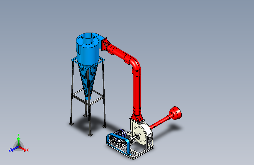 管式粉料机三维模型设计