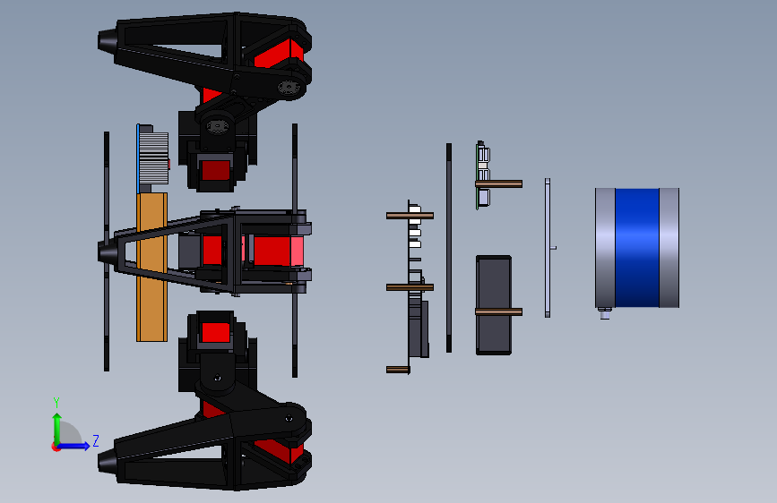 六足机器人_SOLIDWORKS 2016_模型图纸下载 – 懒石网