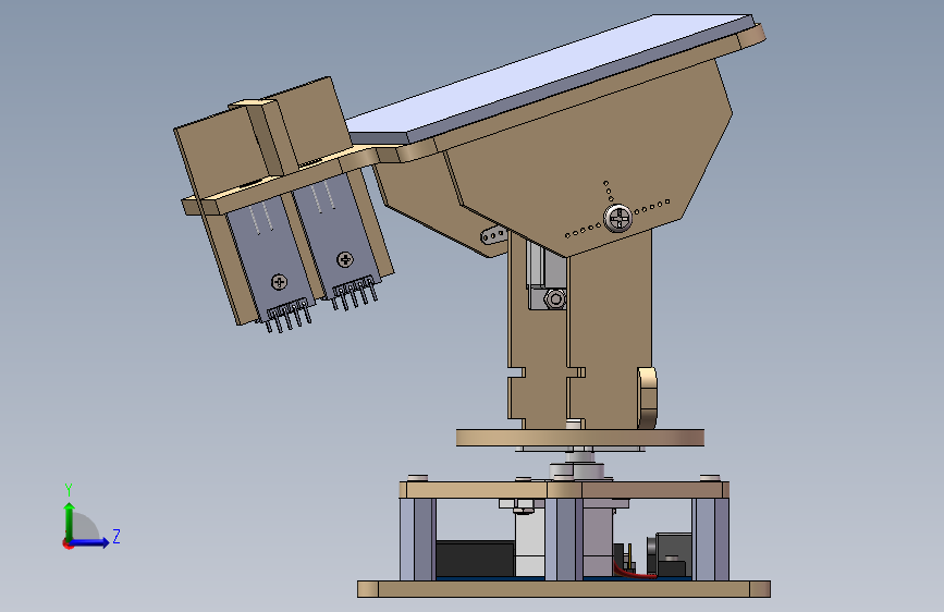 智能追踪太阳能系统solidworks建模 左侧视图