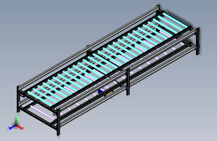 双层滚筒线，上层无动力，下层动力