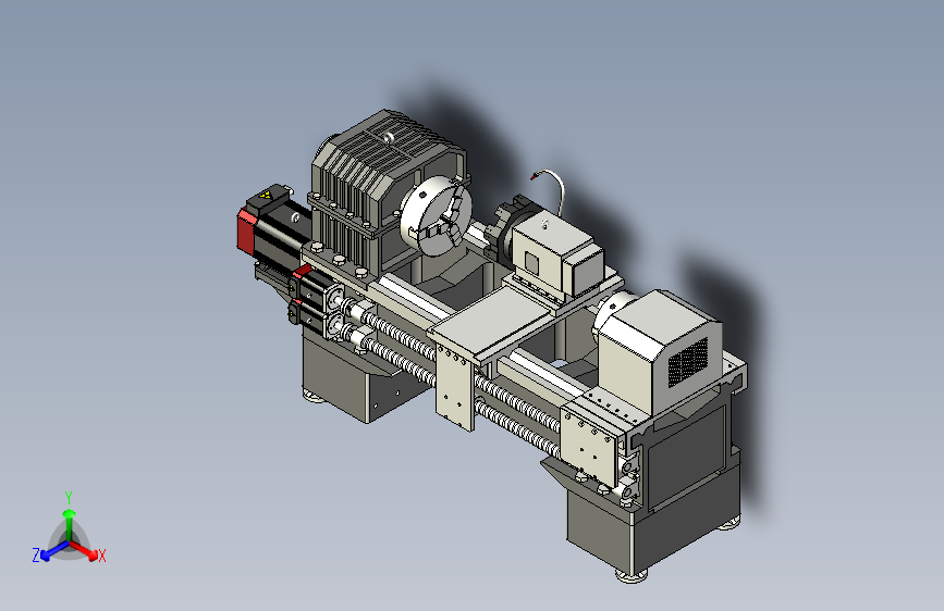 双轴数控车床3D模型