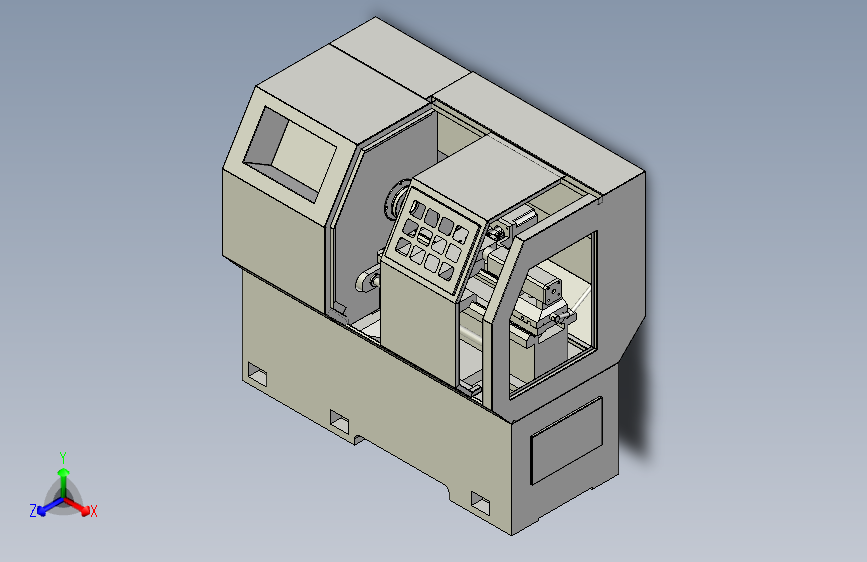 小型数控车床3D模型