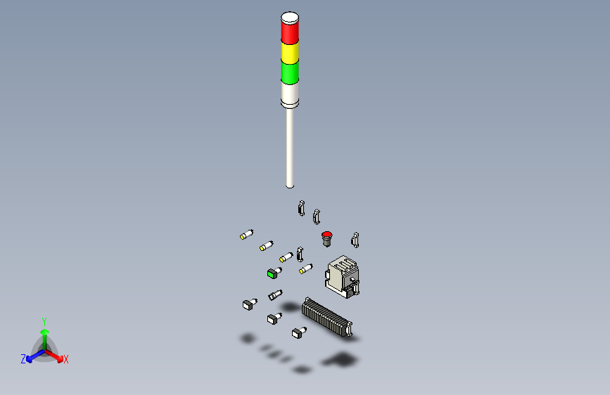 电控柜及三色报警灯模型