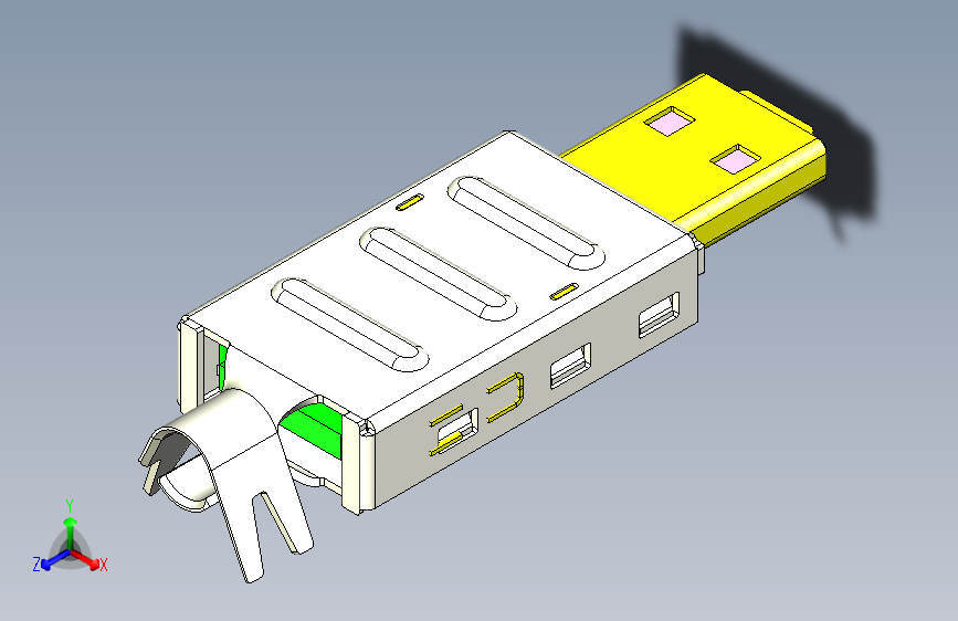 详细的HDMI D型公头的3D模型