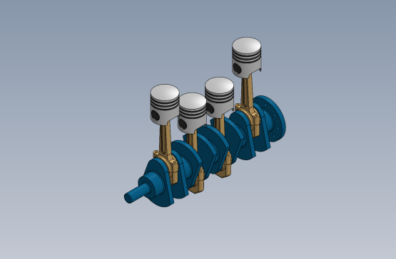 A0005443-4缸发动机内部组件（曲轴、活塞和连杆）
