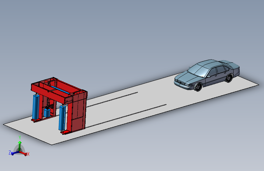 移动式龙门自动清洗设备运动仿真三维SW