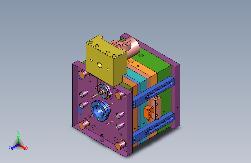 化妆品瓶盖前模马达螺纹抽芯机构模具=749438=35