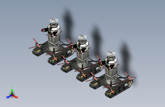 带有履带无人机的机器人模拟