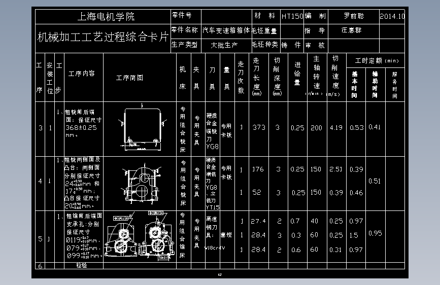 汽车变速器箱体加工工艺及夹具设计=270375=150