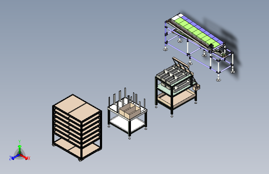 工厂四款常用型货架三维设计