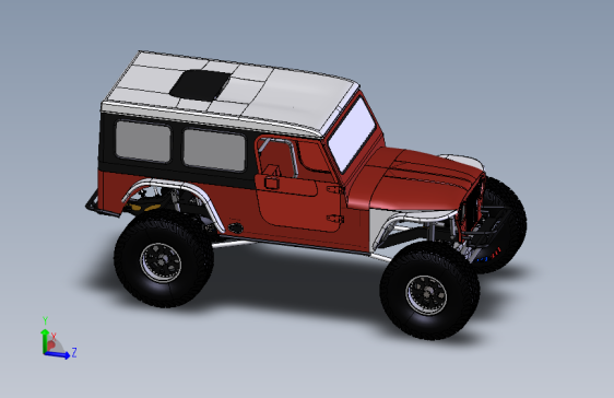 Jeep CJ8 带悬挂的吉普车模型  STEP格式