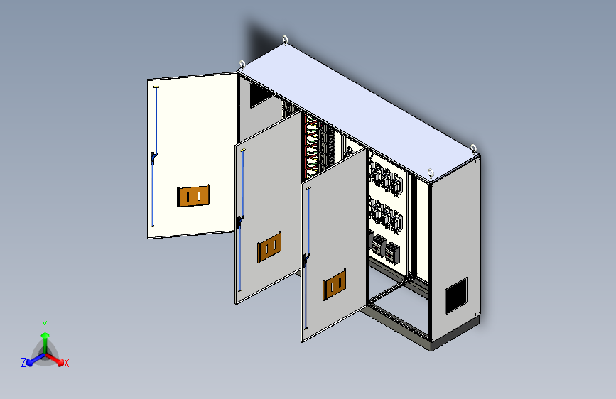 三柜组装630A竖装刀开关软启动plc控制柜