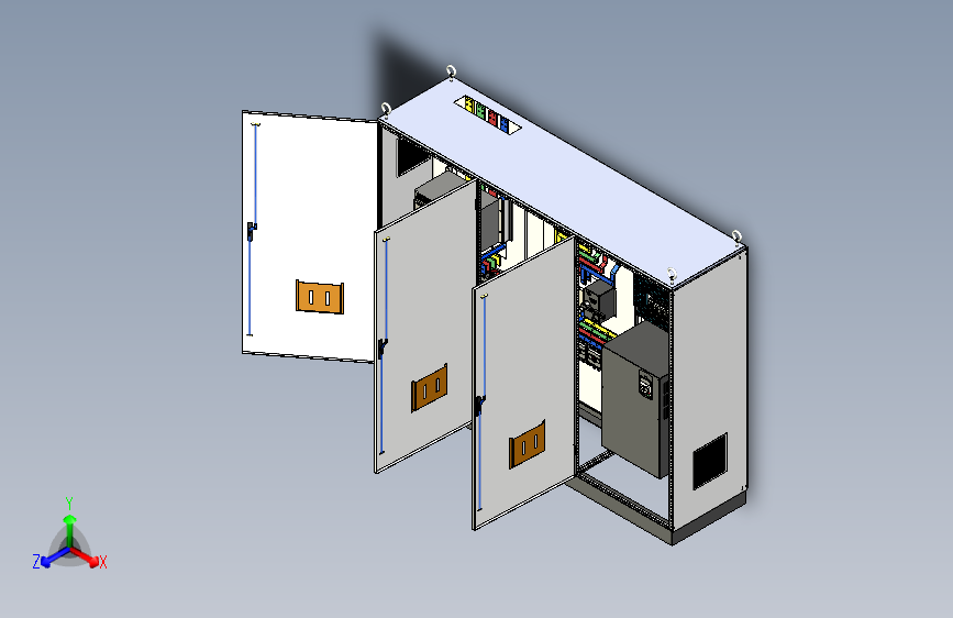 三柜组装变频器控制柜三维模型