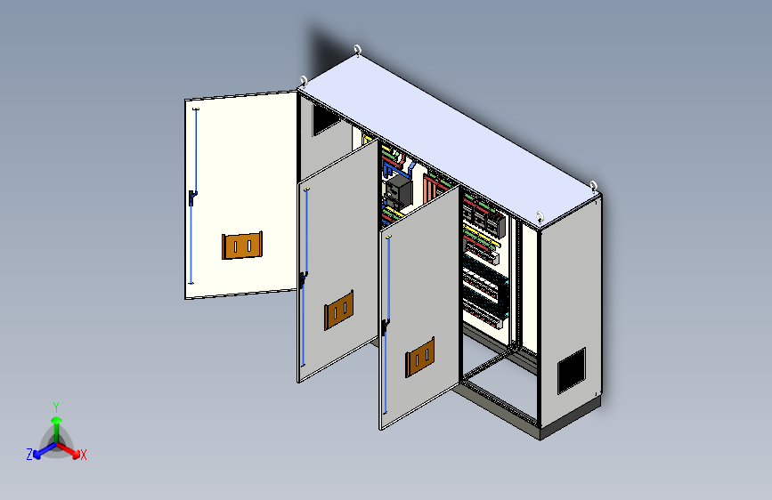 三柜组装双电源630A刀开关软启动控制柜