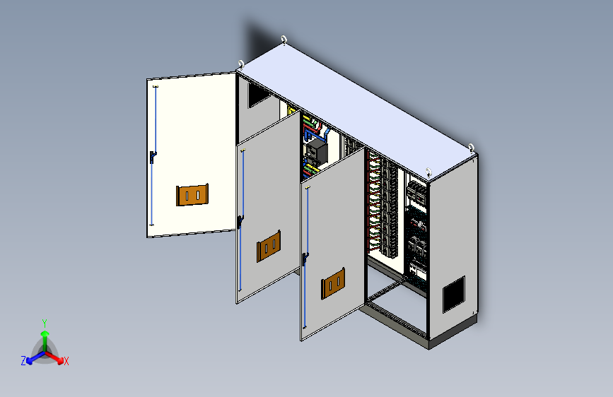 三柜组装双电源630A竖装刀开关plc接触器控制柜 55787