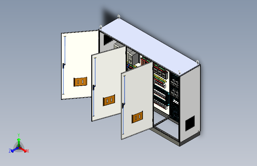 三柜组装双电源630A正装12路交流接触器控制柜 55365