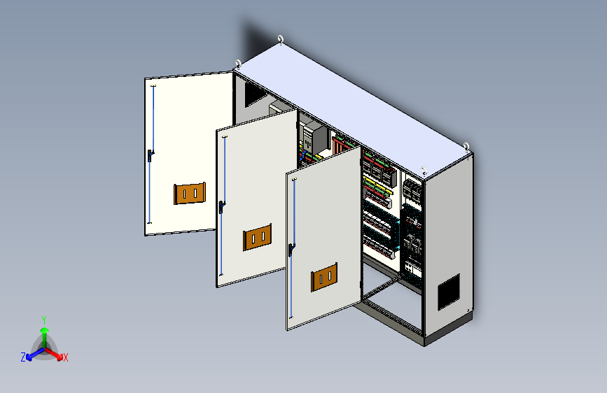 三柜组装双电源630A正装刀开关plc控制柜 55321