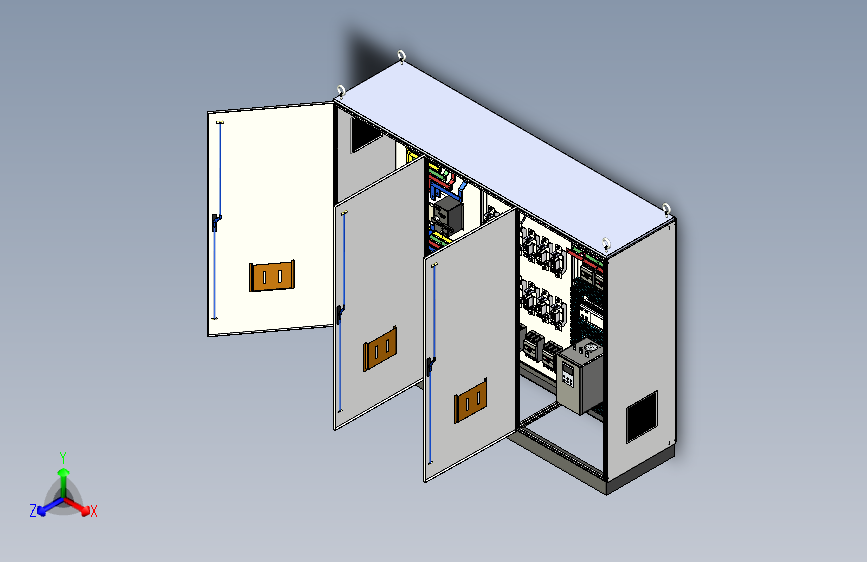 三柜组装双电源CDQ1S刀开关630A软启动plc控制柜 55909