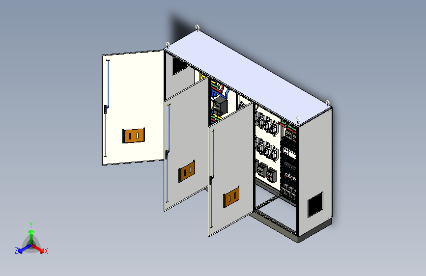 三柜组装双电源CDQ1S刀开关plc控制柜