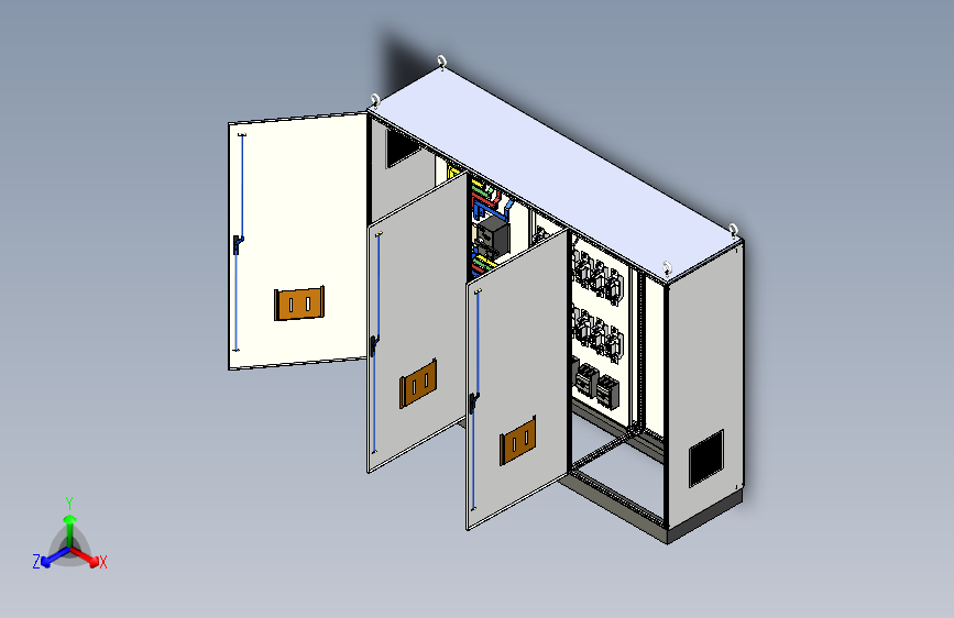 三柜组装双电源CDQ1S刀开关软启动plc控制柜 55892