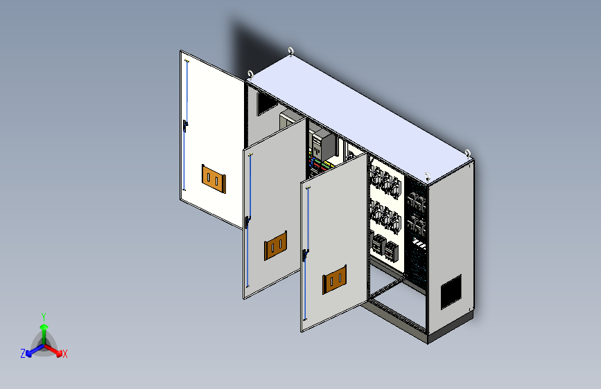三柜组装双电源刀开关12路交流接触器控制柜 55903