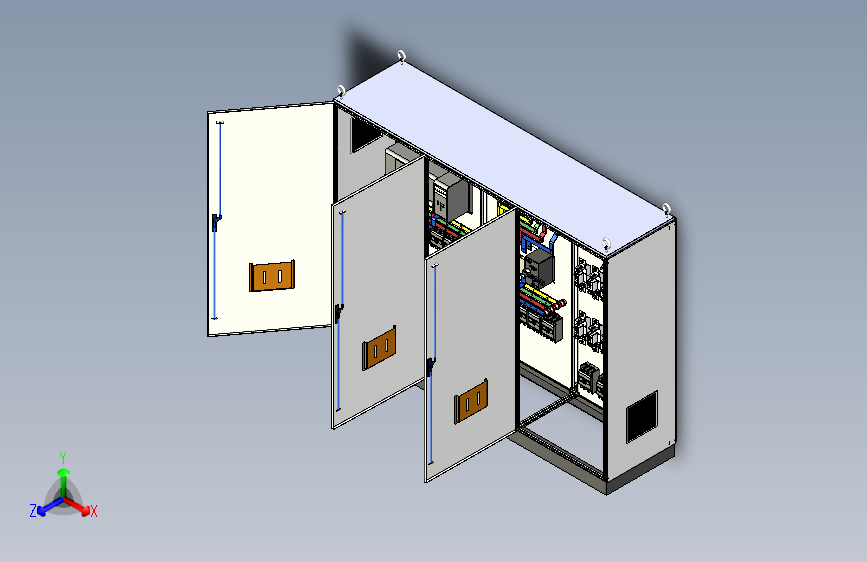 三柜组装双电源刀开关电源柜三维模型