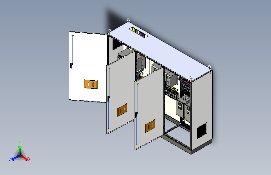 三柜组装双电源软启动plc控制柜 55356
