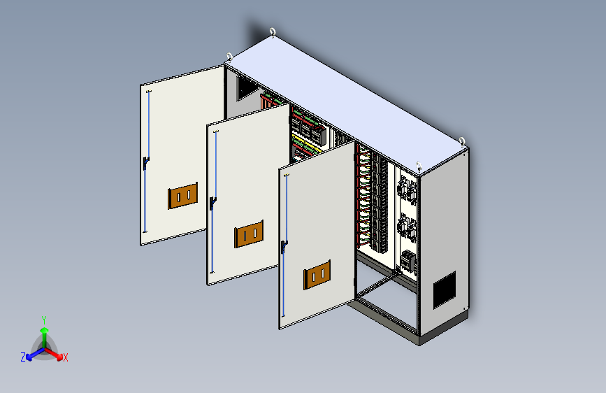 三台电源柜组装三维模型