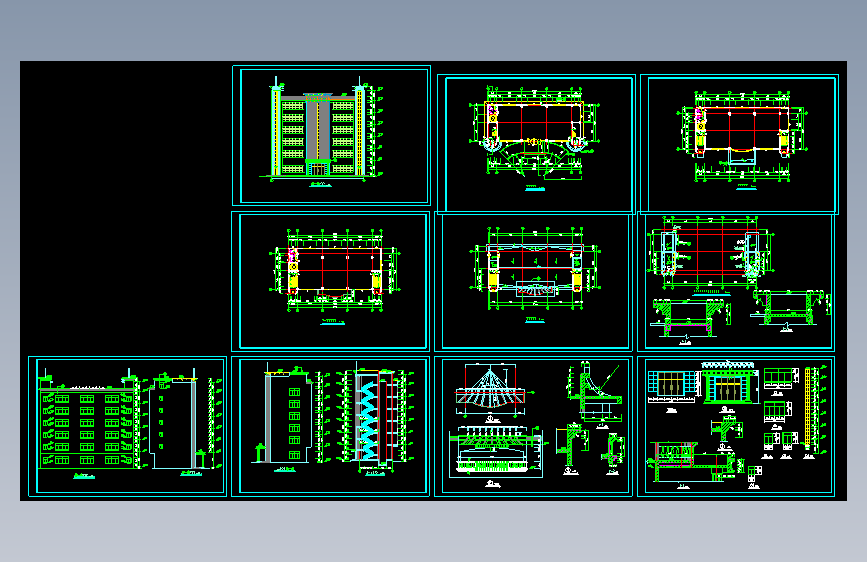 六层企业办公楼建筑施工图(1870平方) 1713376