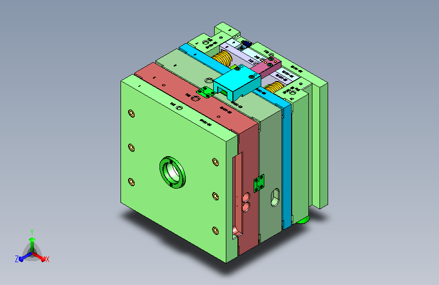 汽车按键全周滑块多穴二次顶出模具结构=525033=40