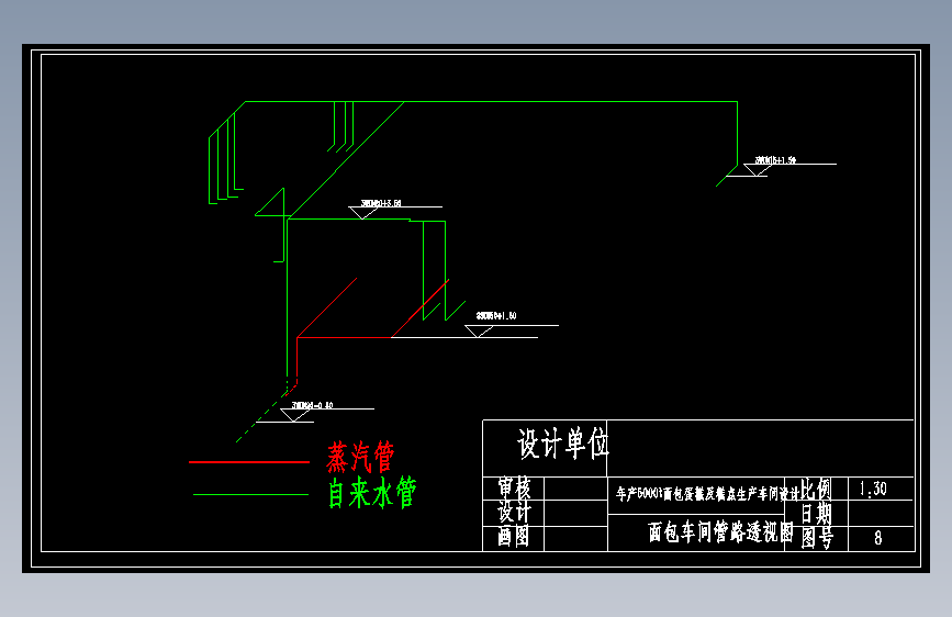 面包车间管路透视图