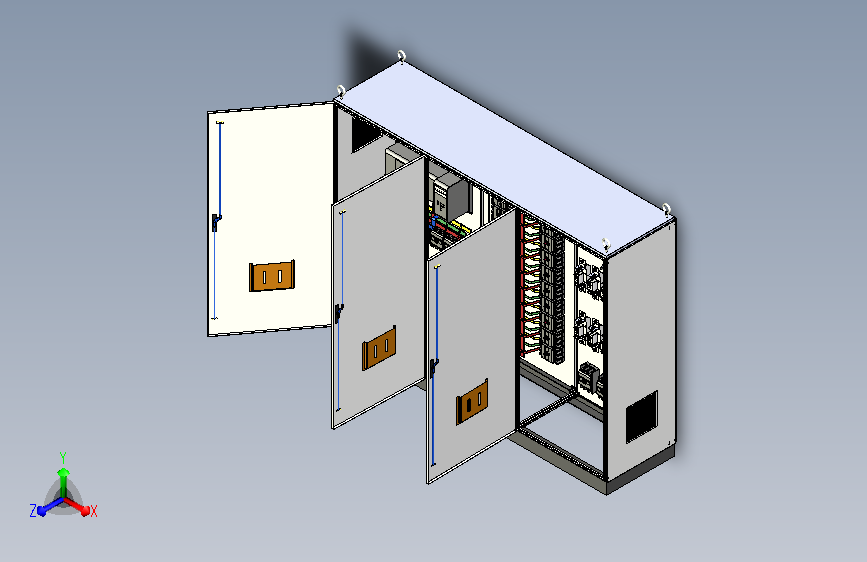 双电源刀开关三柜组装三维模型