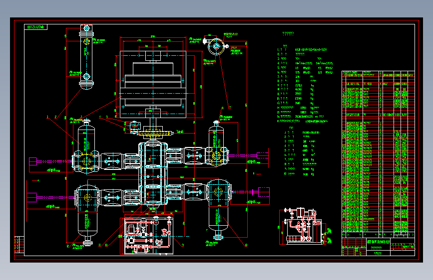 4M32-1819-51.5+54联合型压缩机总图及部件图CAD