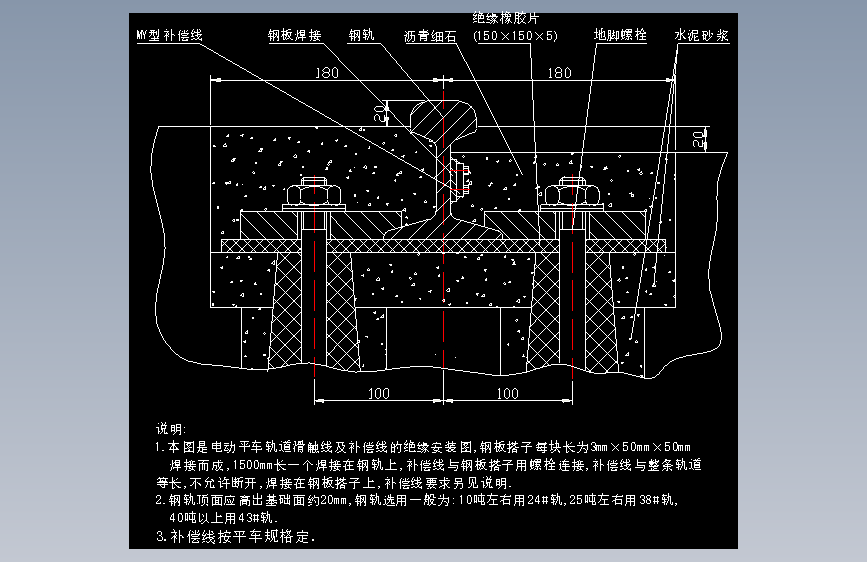 电动平车基础钢轨安装图1