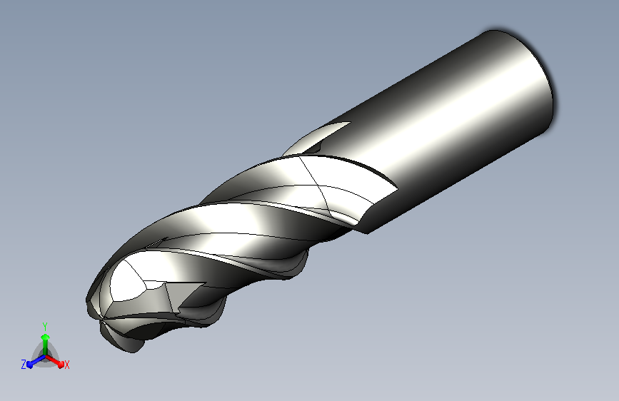 4刃硬质合金球头立铣刀3D模型D20