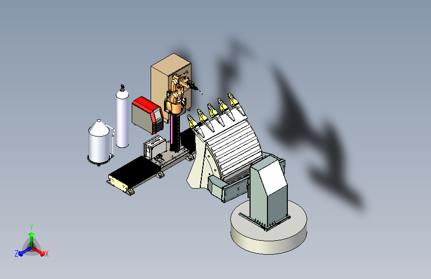 铲斗的机械手焊接单元模拟